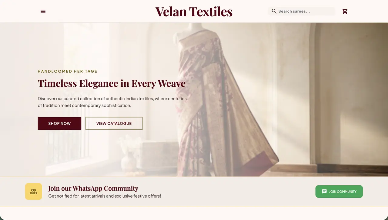 Velan Textiles website
